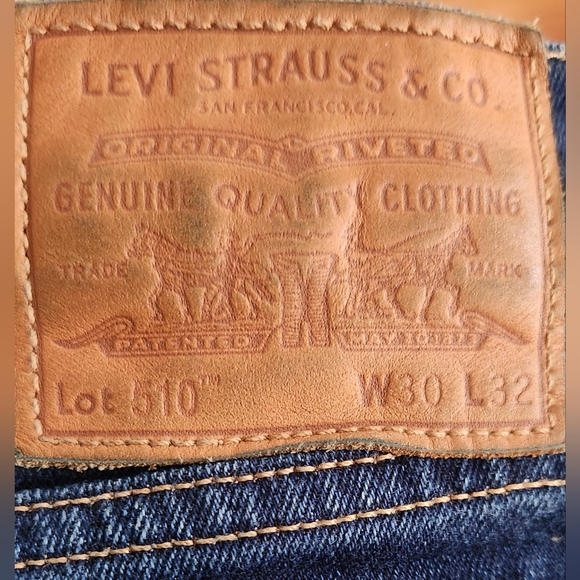 LEVI'S 510 30X32 Premium San Francisco Capital E Straight Leg Blue Jeans - Picture 8 of 13